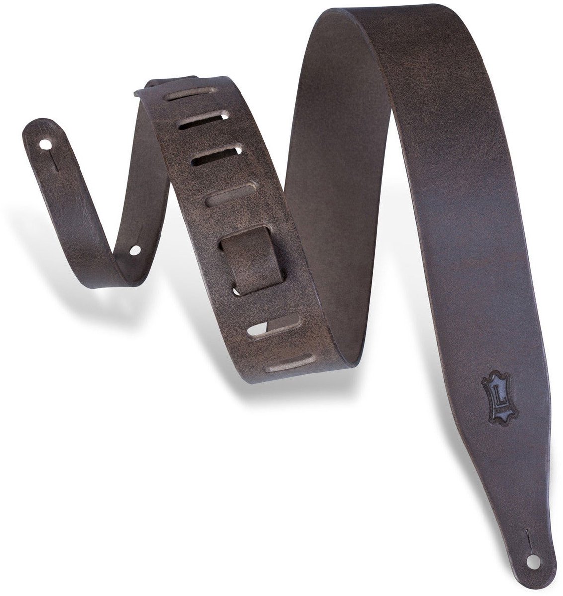 Levys Leathers M17D-DBR lederen gitaarband - verweerd donkerbruin