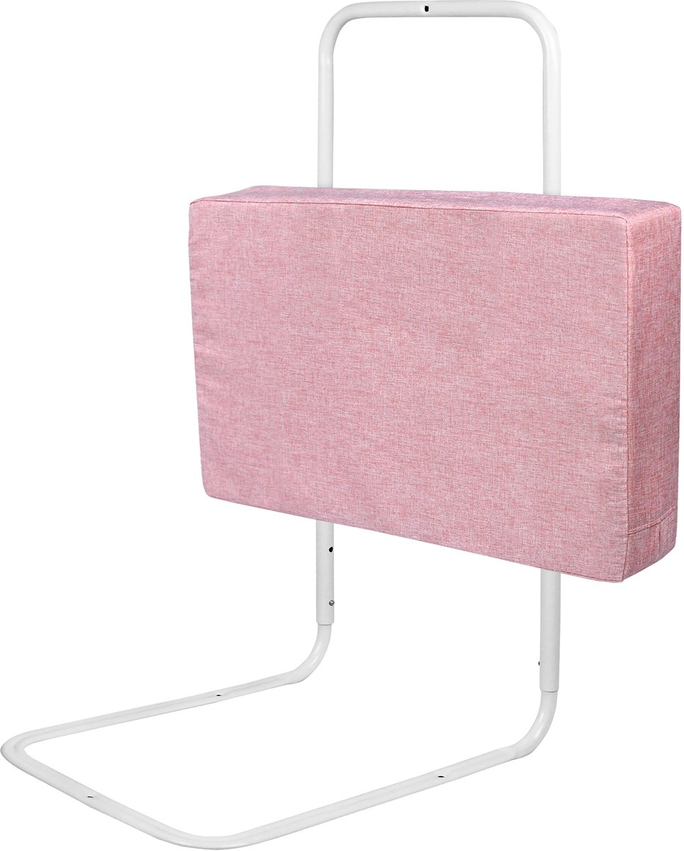 Babybedhekje van 60 cm met linnen softpack, in hoogte verstelbaar met 5 gaten, valbeveiliging, vrij koppelbare veiligheidshekjes, bedrandbeschermer voor kinderbedden en gezinsbedden (Roze) NAIZY