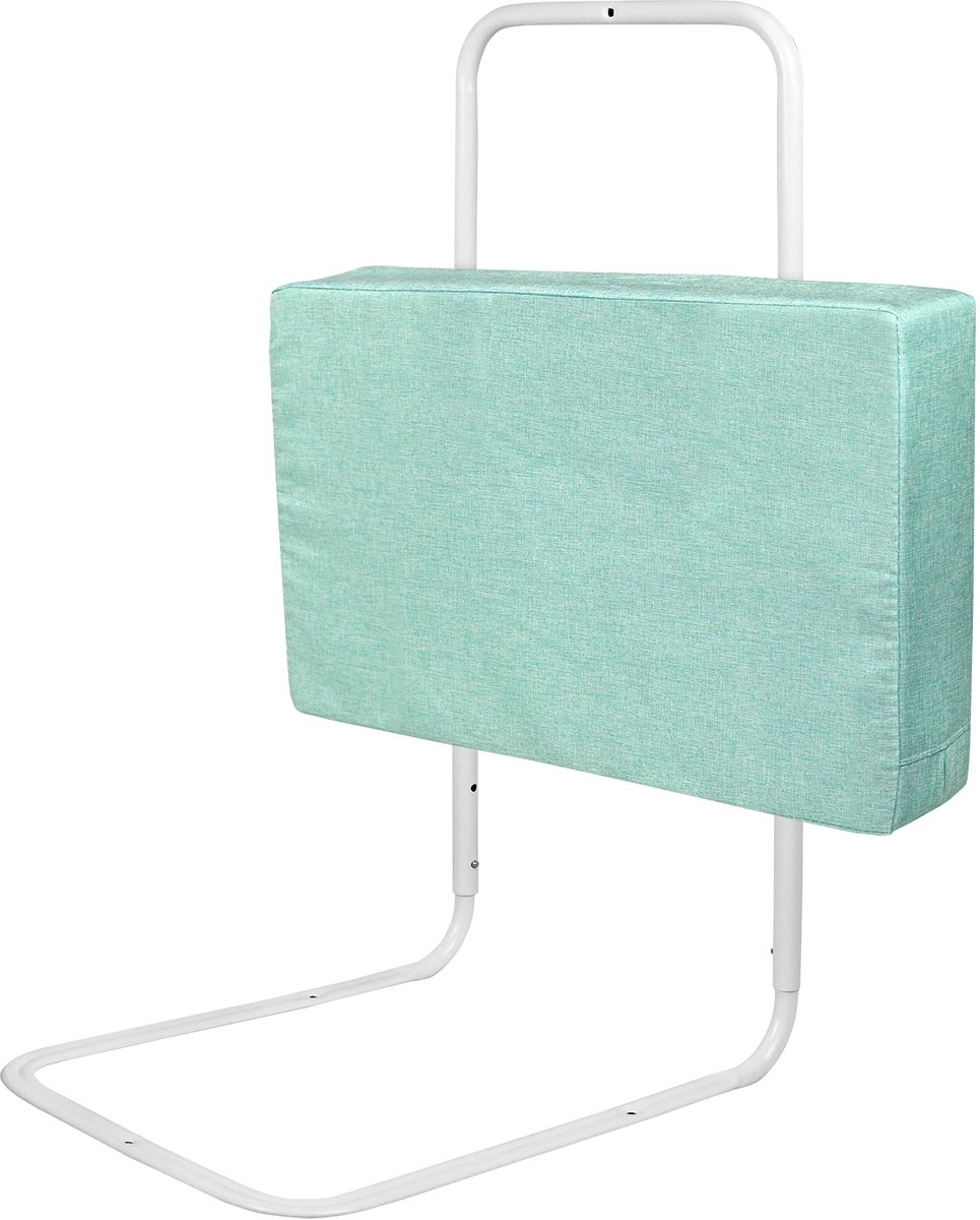 Babybedhekje van 50 cm met linnen softpack, in hoogte verstelbaar met 5 gaten, valbeveiliging, vrij koppelbare veiligheidshekjes, bedrandbeschermer voor kinderbedden en gezinsbedden (Groen) NAIZY