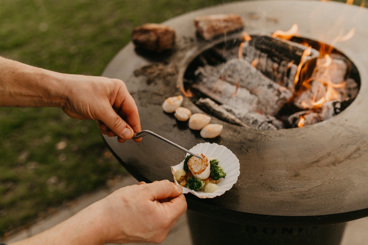 BonFeu BonBiza Vasque à feu 80 cm - Avec plancha et grille de cuisson - Noir