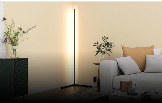 Calex Lampadaire LED intelligente - Lampe d'angle debout WiFi - éclairage d'ambiance dimmable RVB et lumière blanche - app et télécommande