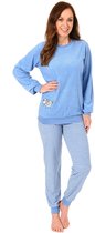 Dames badstof pyjama met manchetten en schattig schapenmotief - 202 201 13 110