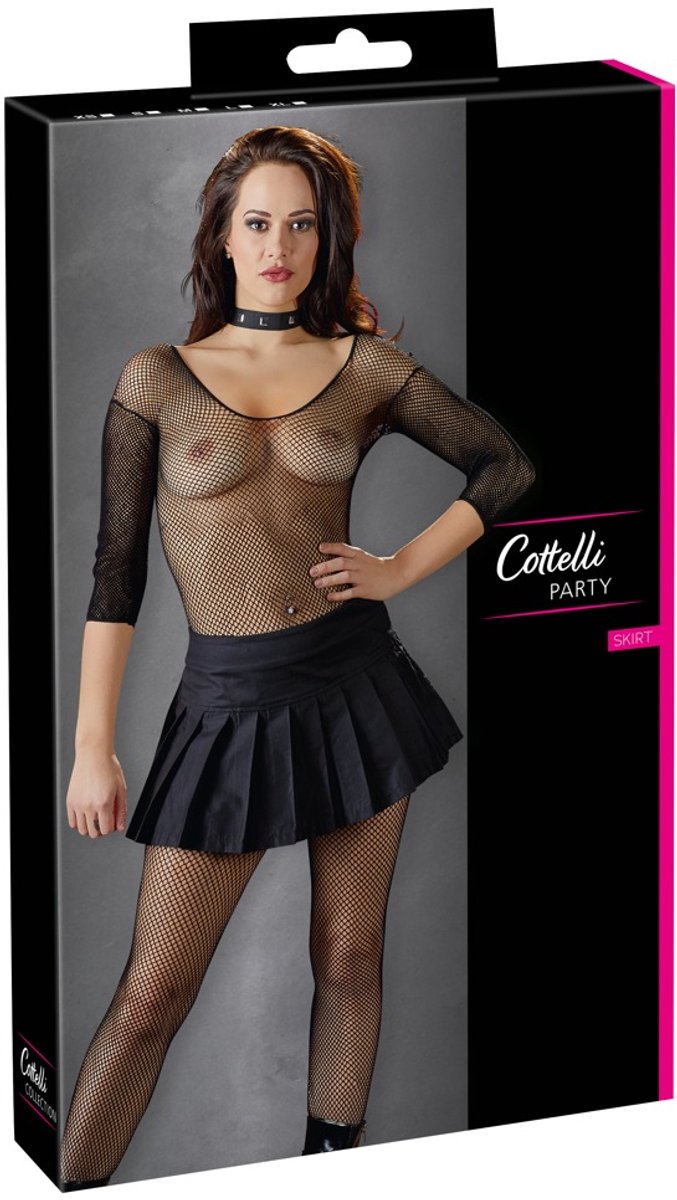 Cottelli Collection – Geplooide Mini Rok voor een Spannende Uitstraling Tijdens Feestjes – Maat S – Zwart