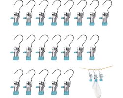 Clips - 20 stuks - 10,5x4 cm - Metalen clips - Wasknijpers - Clips die geen sporen achterlaten - Hoedenclips - Sokkenclips - Elastische clips - Opbergrek - Opbergclips - Haken - Huishoudelijke clips - Geschikt voor kledinghaken, kledingclips, hoeden
