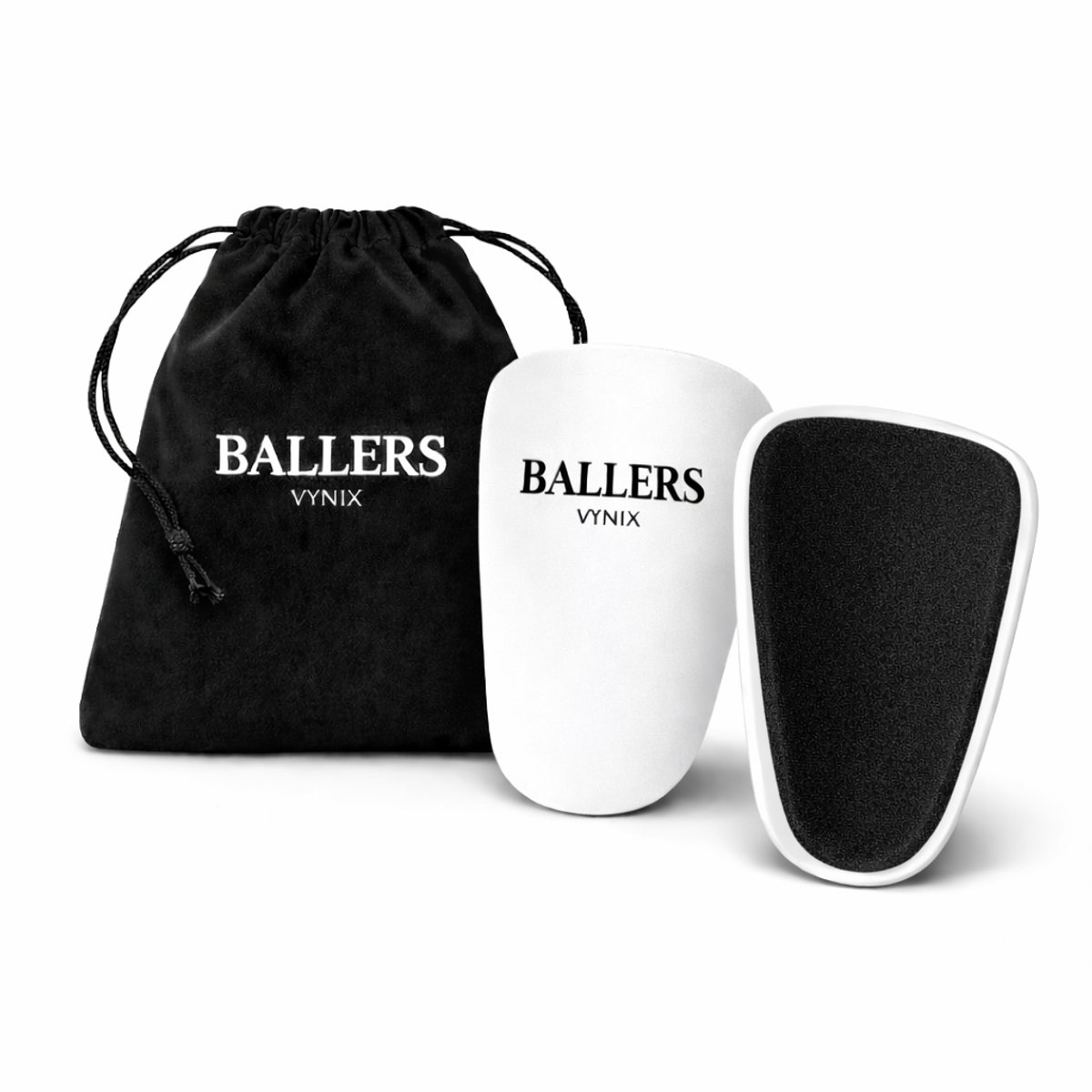Vynix Ballers - Mini Scheenbeschermers - Mini Scheenbeschermers Voetbal - 10x6cm - Scheenbeschermers - Met opbergzakje - Mini Shinpads - Scheenbeschermers - Wit