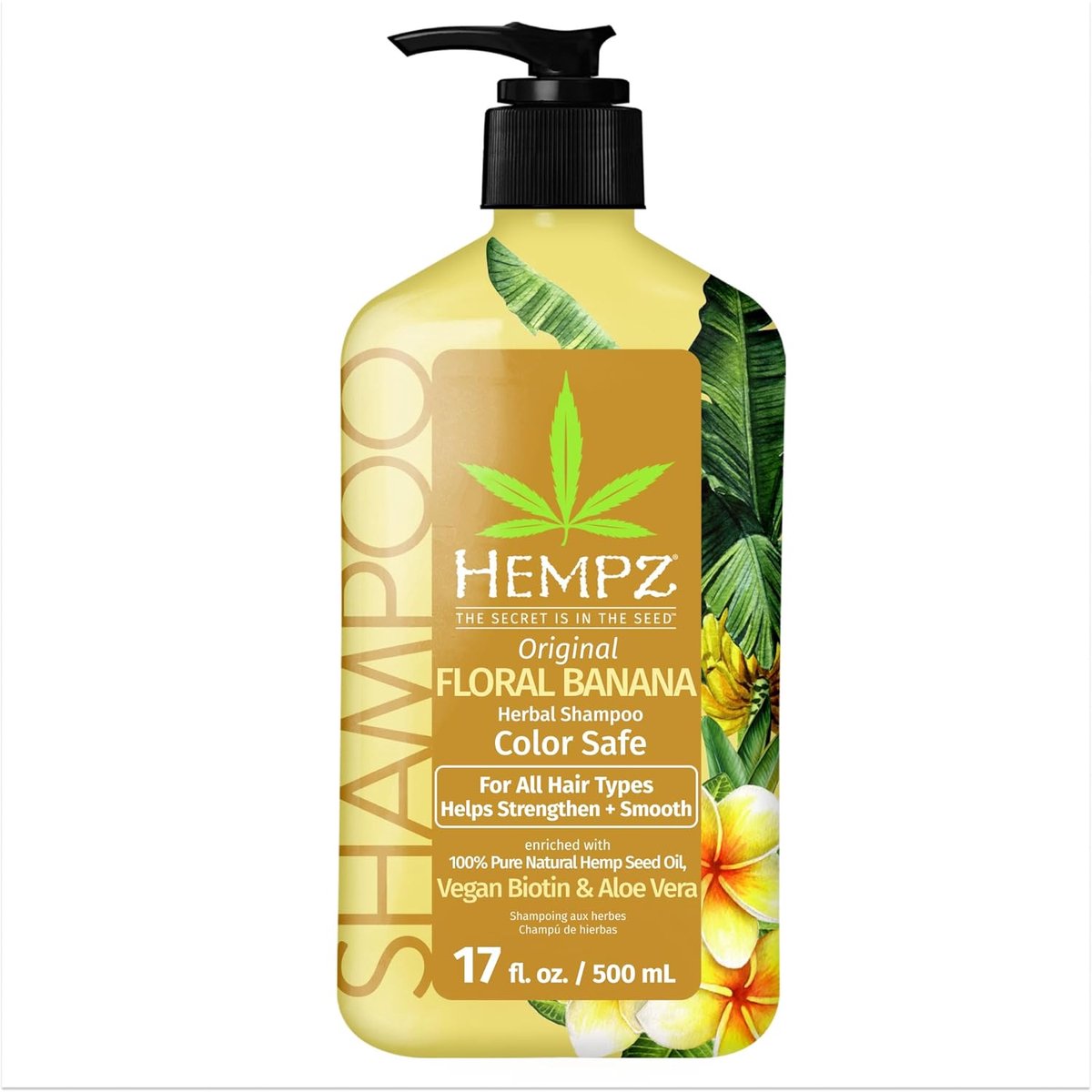 Hempz Original Floral Banana Herbal Shampoo with Vegan Biotin & Aloe Vera for All Hair Types 500ml