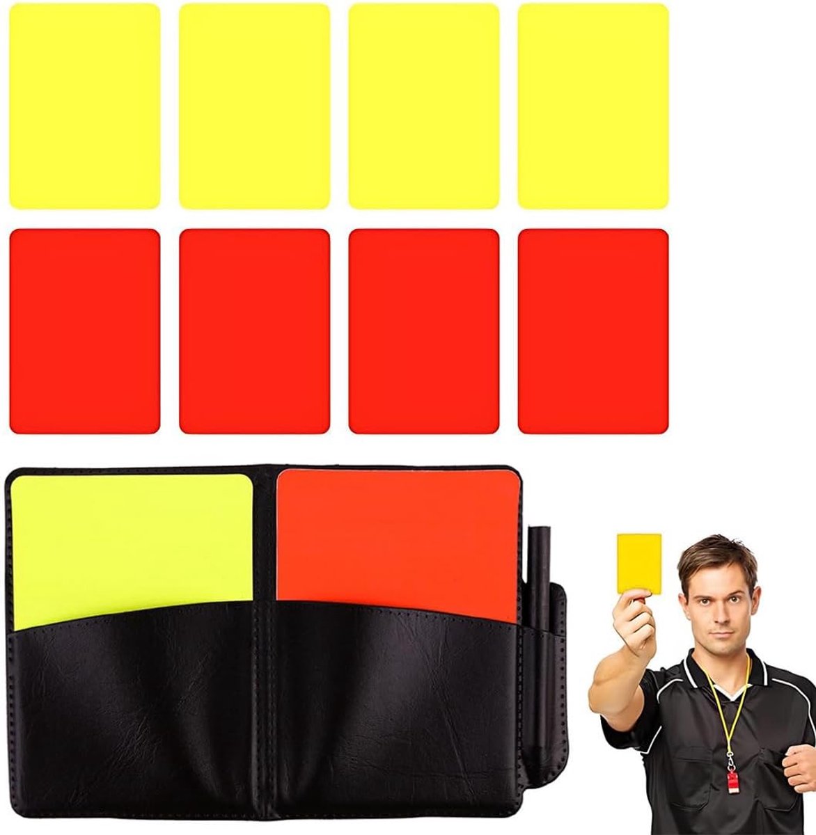 Scheidsrechter Kaarten - Voetbal Scheidsrechterkaarten - 5 Rode Kaart - 5 Gele Kaart - Voetbalscheidsrechteren Kaart met Leren Etui - 10 Stuks - van Imperatoris