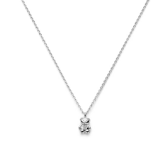 Collier ours en argent rhodié et zircone 36 + 4 cm 1336789
