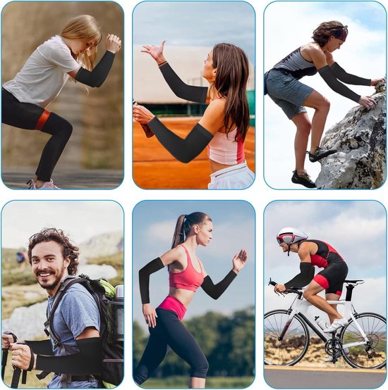 4 paar verkoelende armhoezen met UPF 50, duimgat, tattoo cover up - zonbescherming voor sport en outdoor活の. van Merkloos — afbeelding 5