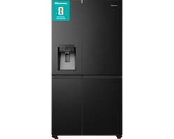 Hisense RS818N4TFC - Amerikaanse koelkast - Energielabel C - Water- & ijsdispenser - Metal Cooling - No Frost - Zwart- Multi-Air Flow - Fast Freeze - 35dB (A) - Inverter Compressor - 632 Liter