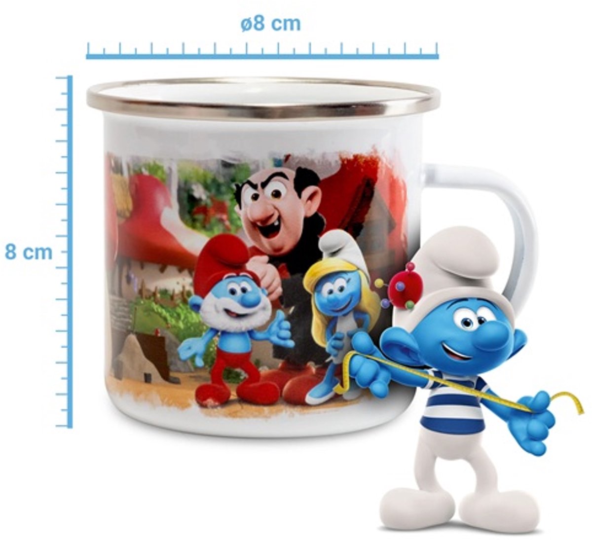 smurfen mok - Emaille - Het smurfendorp - 350 ML