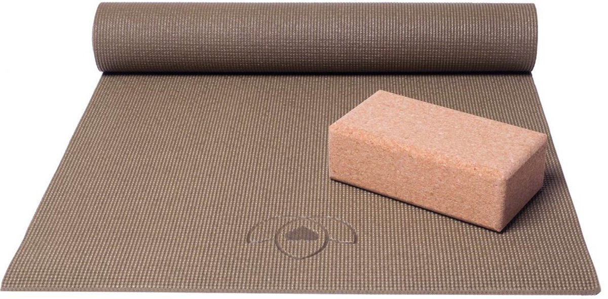 Basispakket yogamat en blok - donkergroen