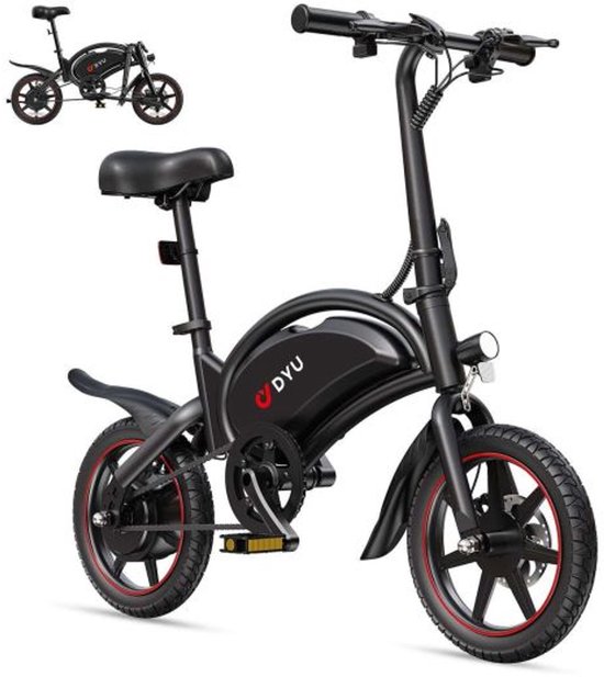 DYU D3F(S) - Elektrische fiets - Elektrische stadsfietsen - 16 inch - 36V 10AH - Met trapondersteuning - Schokabsorptie - elektrische vouwfiets