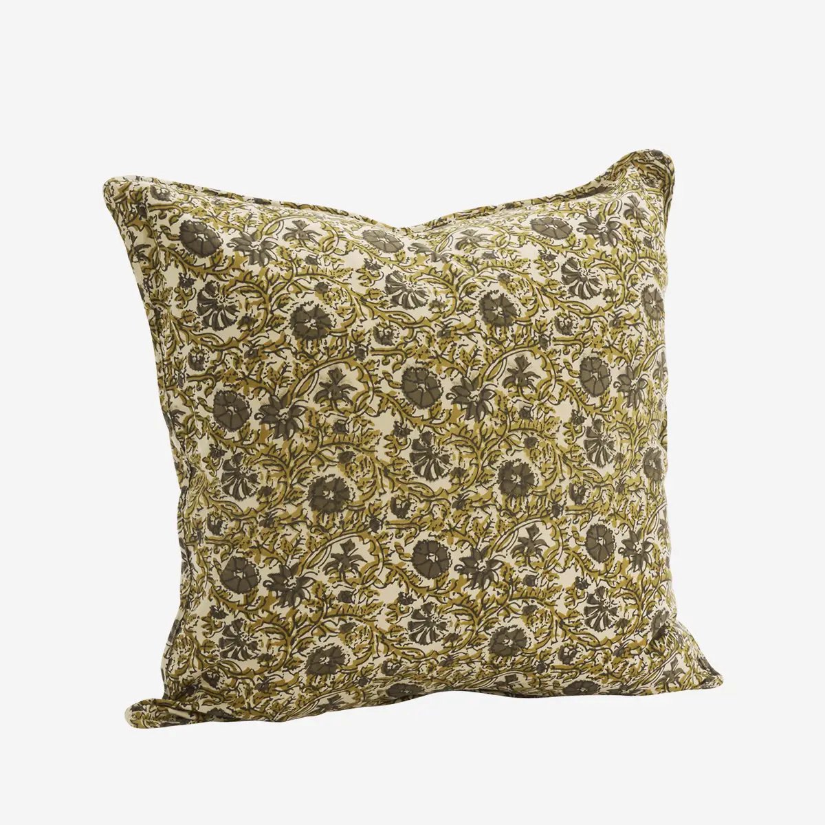 Madam Stoltz - Kussenhoes 50x50 cm - Bloemenprint Beige/Khaki/Groen