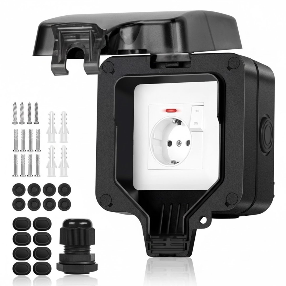 NBAP® Buitenstopcontact - Buitenstopcontacten Waterdicht - Tuincontactdoos-Zwart