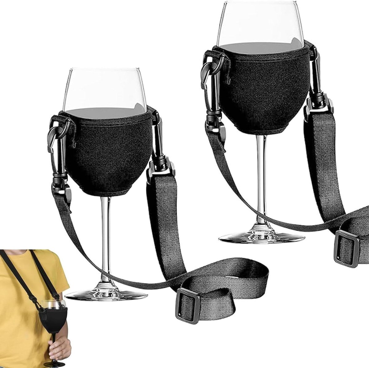 Set van 2 verstelbare wijnglashouders voor feestelijke gelegenheden