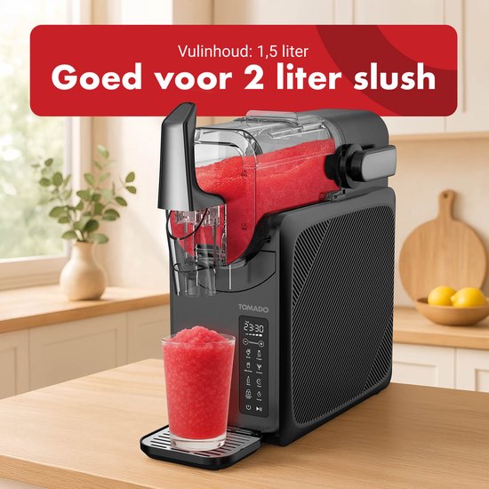 Tomado TSM2002B - Slushmachine - Slushpuppy maker - 5 in 1 Slush - Slush Puppy - 2 liter slush - Tot 12 uur bevroren drankjes - Touchcontrol bediening - Zwart van Tomado — afbeelding 4