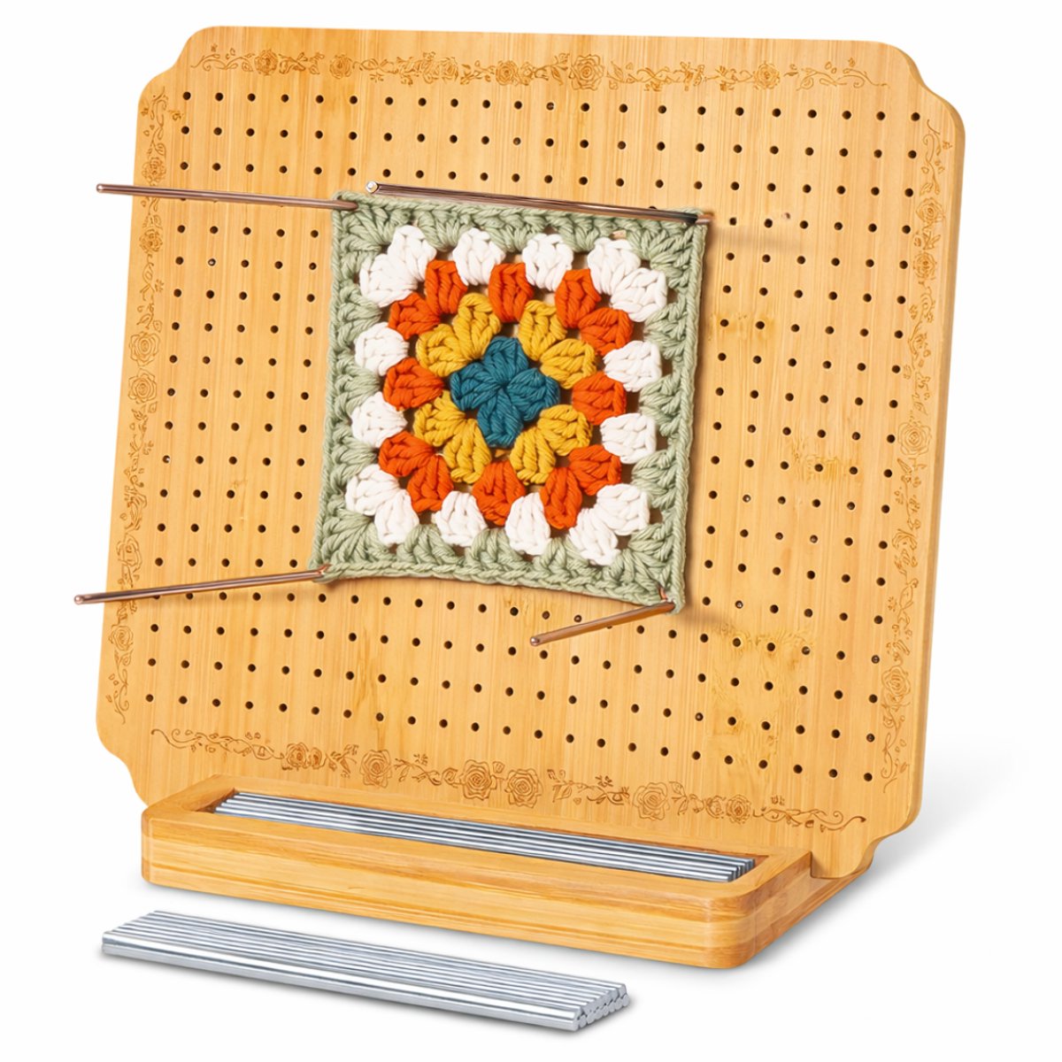 Hervita Granny Squares Blokspanner 30 X 30 cm - Inclusief Pinnen - Consistente Maatvoering - Staat Stabiel - Blokspanners Voor Haakwerk - Granny Squares Haken