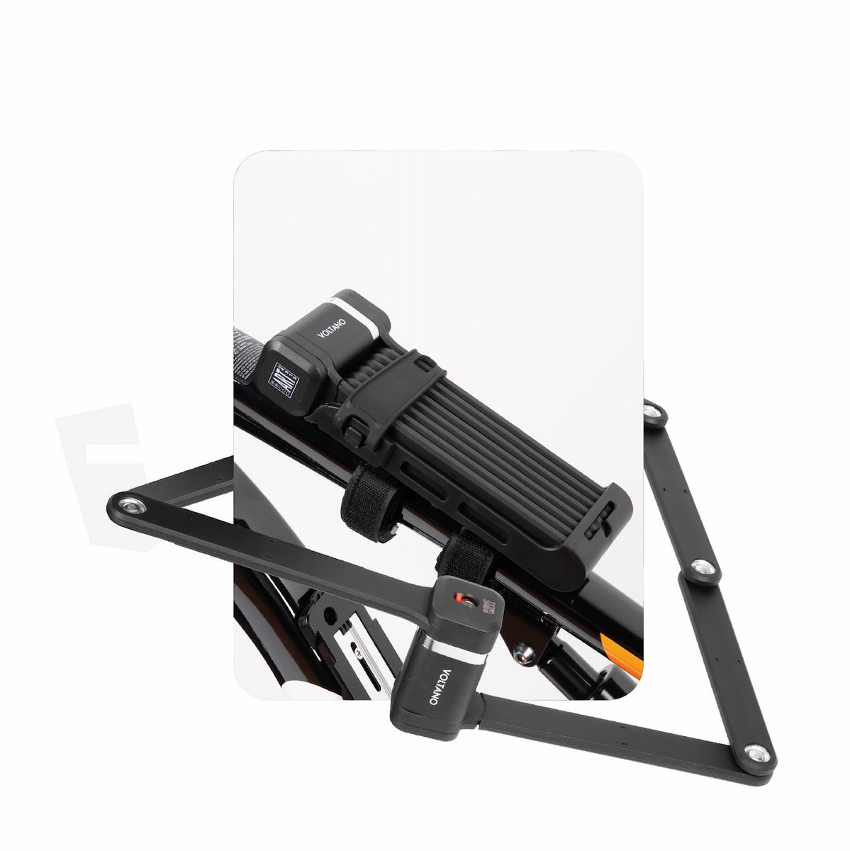 Voltano Vouwslot ART2 Pro - Zwart - 120 CM - Extra Lang - Met Framehouder / Bevestiging - ART** Fatbike Slot / Fietsslot