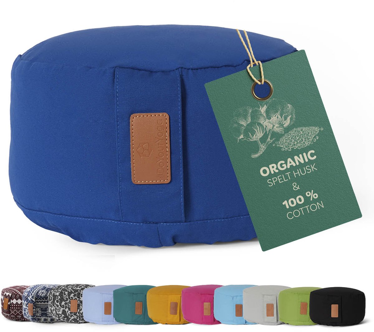 Bol.com #DoYourYoga - Yoga kussen - »Vishnu« - rond meditatiekussen met bio-organische Spelt vulling - H:15cm, diam.30cm - marin... aanbieding