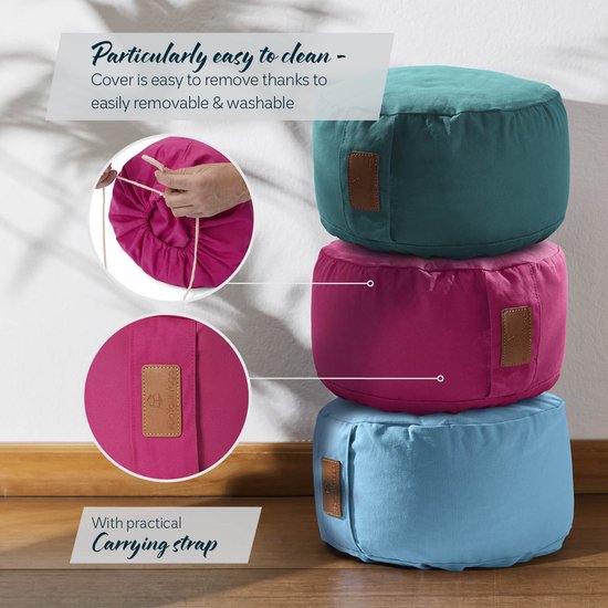 #DoYourYoga - Yoga kussen - »Vishnu« - rond meditatiekussen met bio-organische Spelt vulling - H:15cm, diam.30cm - roze van #DoYourYoga — afbeelding 4