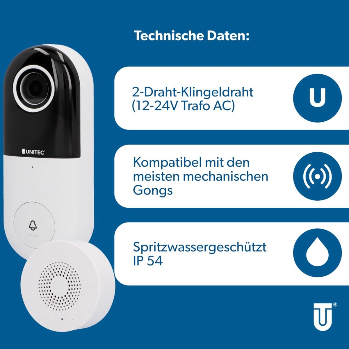 Unitec WLAN Video Deurintercom met Camera - afbeelding 3