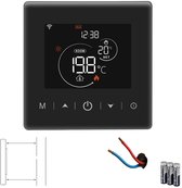 Wifi opbouw thermostaat | 2-draads aansluiting | Touchscreen bediening | Opbouw montage | Temperatuurregeling 0-40°C | Tuya app | Spraakbesturing | Zwart