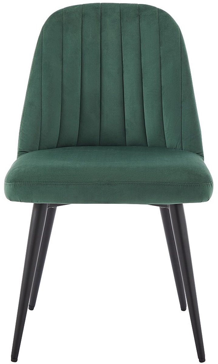 Vente-unique Set van 2 stoelen ELEANA - Fluweel en zwart metaal - Groen Emerald groen
