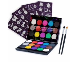 Joyage Schmink kinderen & volwassenen - Op waterbasis - Carnavals accessoires carnaval - Schminkset Elf Make up Kinderen Face paint palette Grime Schmink palet volwassenen wit Kinderschmink voor grimas - Gezichtsverf Smink accessoires zwart Grimeren