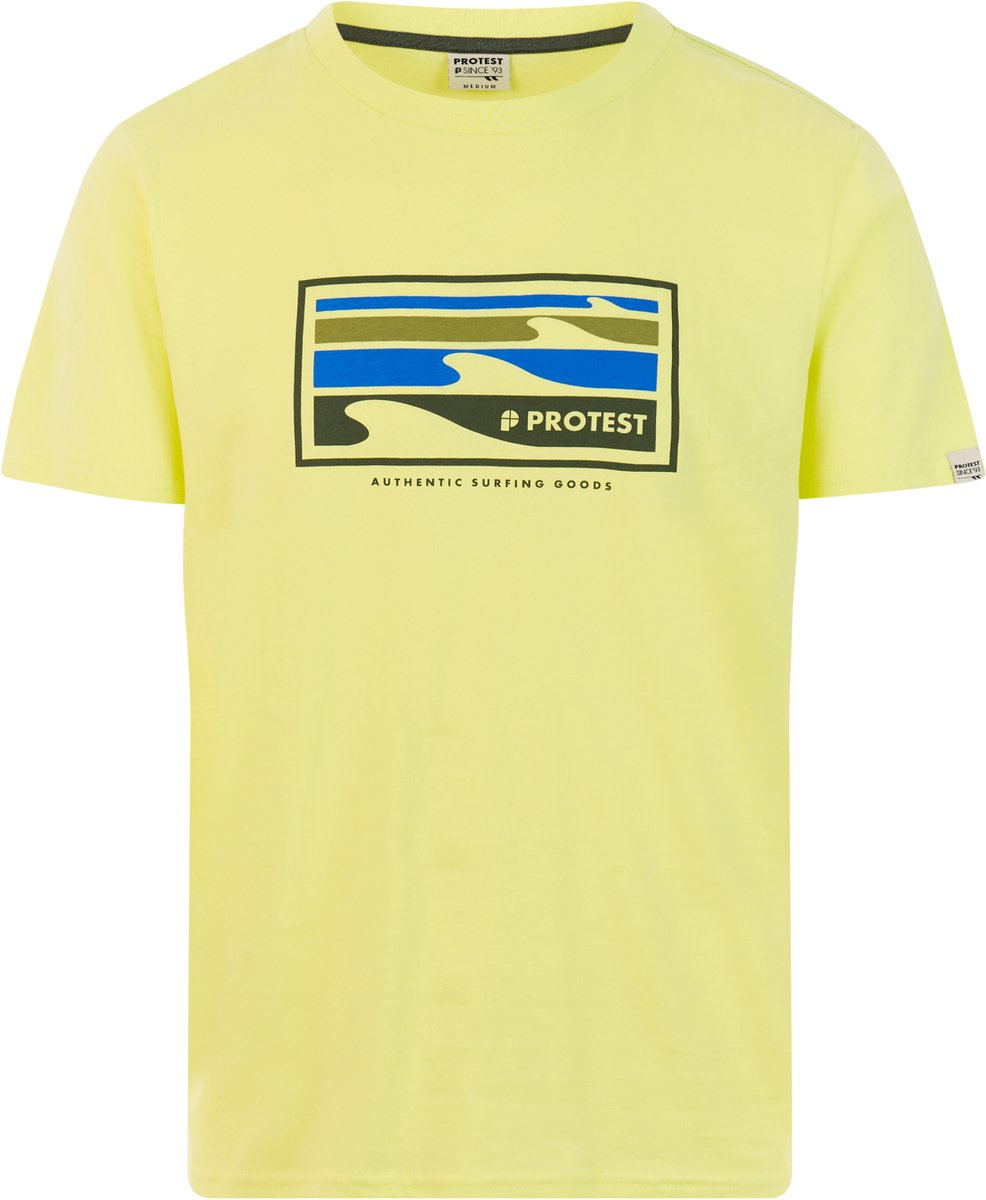 Protest PRTHanwell T-shirt Heren Korte mouwen Ronde hals Normale pasvorm Crème Cherlock Lime