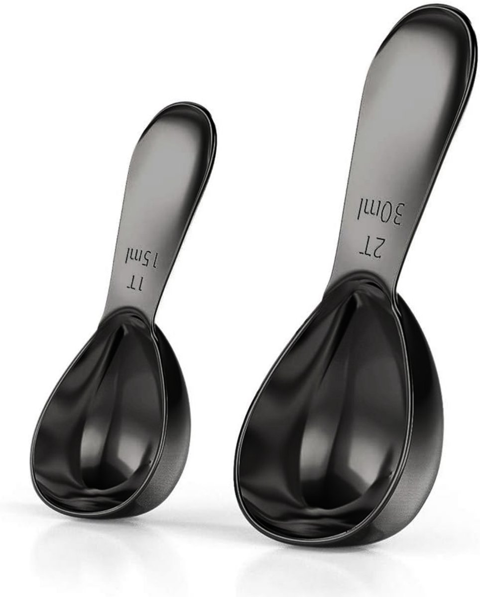 House of Husk Koffie Maatlepel Set - RVS - Maatcups - Maatschep- Koffielepel - Koffieschepje - 2 Stuks - Zwart