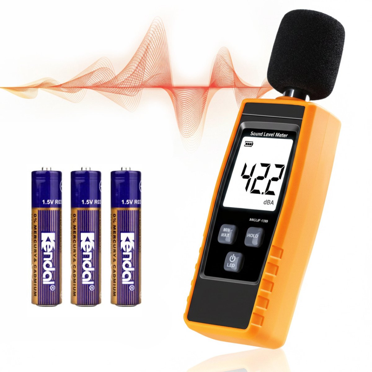 NBAP® Professionele Decibelmeter - DB Meter - Geluidsmeter Inclusief Batterijen - Oranje