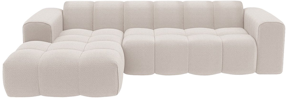 Vente-unique Linkerhoekbank in beige chenillestof - CALESO van Maison Céphy