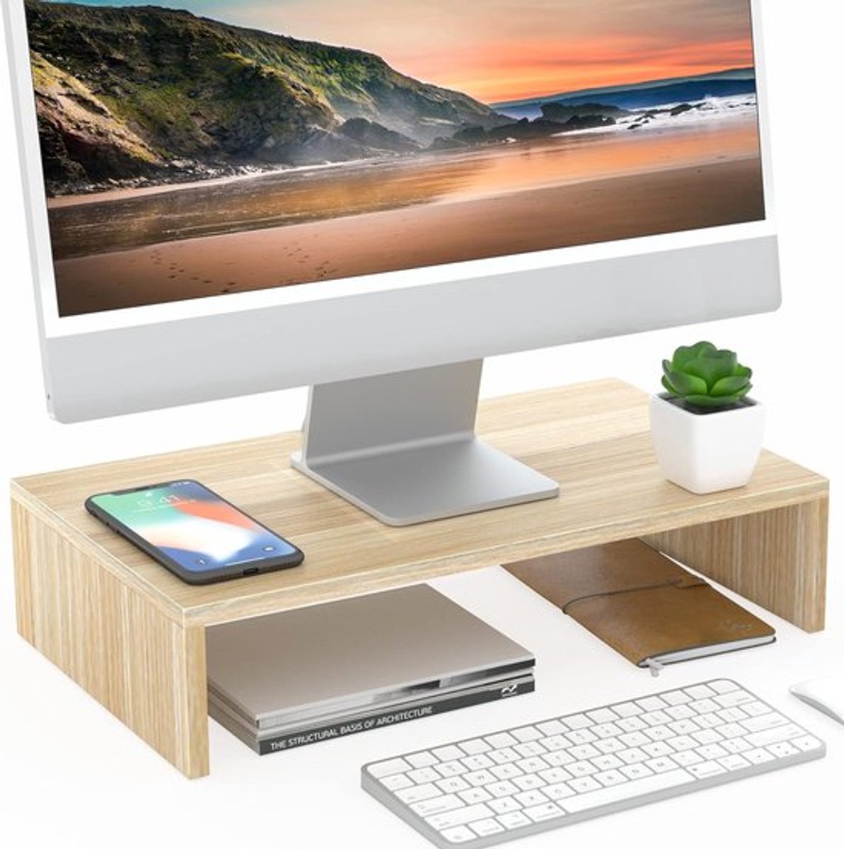 Candala Monitorverhoger - Standaard - 15 kg - PU - Zwart