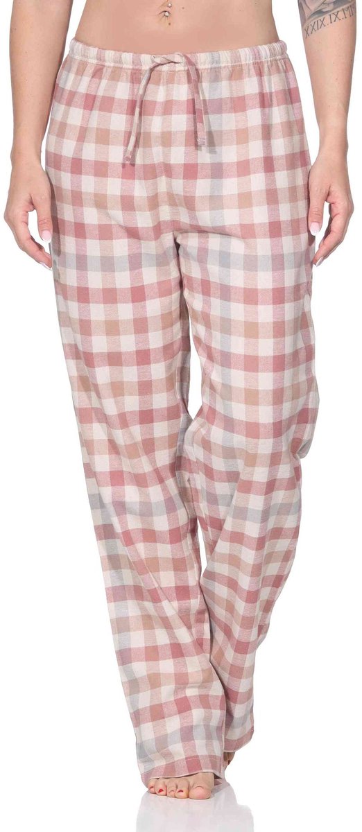 Normann geruite flanellen pyjamabroek voor dames - ideaal om te ontspannen altrose