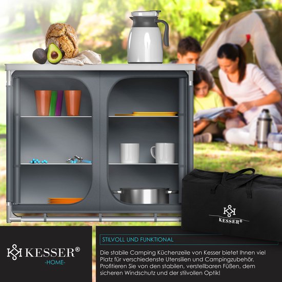 KESSER® Campingkeuken Opvouwbaar - Campingkast inclusief Opbergtas - Kampeerkeuken Kampeerkast Camping Keuken - Grijs / Typ F6 — afbeelding 5
