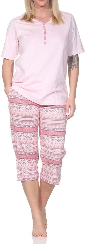 Normann dames capri pyjama met korte mouwen in Ethnolook - Ook in oversizes