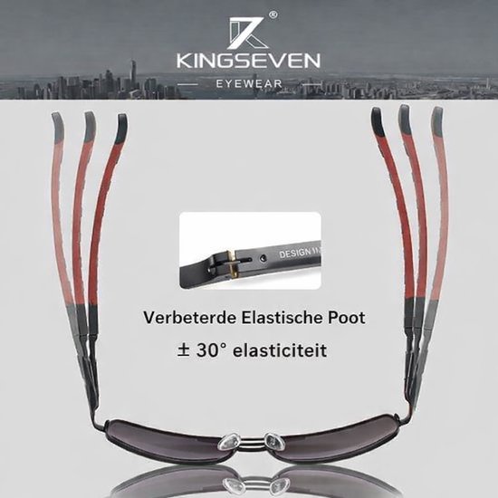 KingSeven Gepolariseerde Piloten Zonnebril - Trendy Piloten zonnebril met UV400 en polarisatie filter - Rood van Kingseven — afbeelding 3