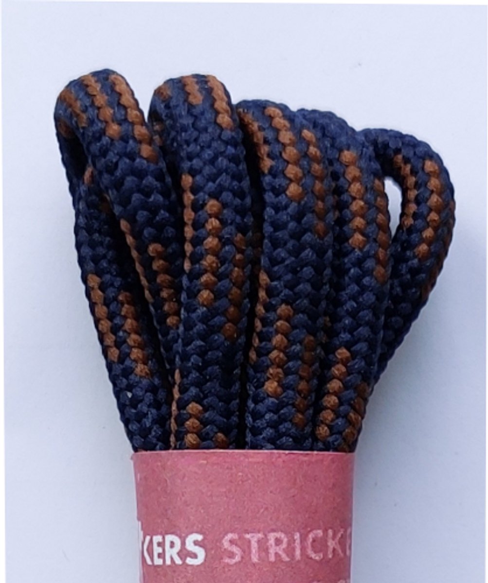 Strickers Veter - Blauw/Bruin - Meerkleurig - Extra Dik Rond - Lengte 90 cm - Dikte 5 mm - Bergschoen - Wandelschoen - Schoenveter