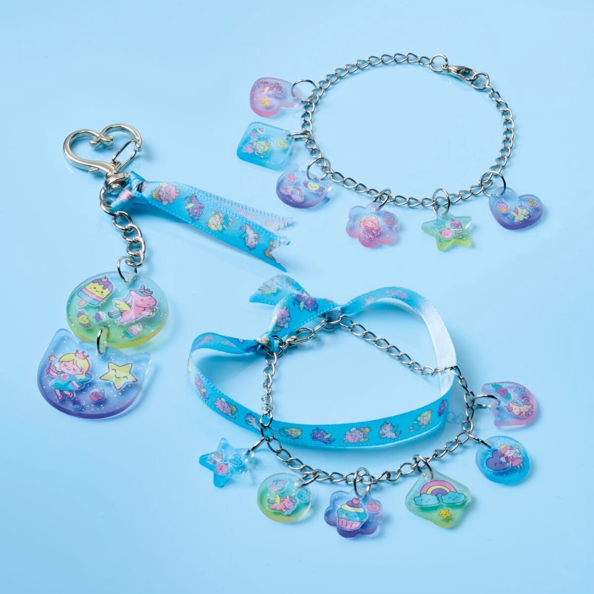 Totum Glittersticker-sieraden maken - 2 armbandjes en 1 sleutelhanger - Speelgoed Kinderen - Knutselen - Voor meisjes en jongens - Vanaf 4 jaar — afbeelding 5