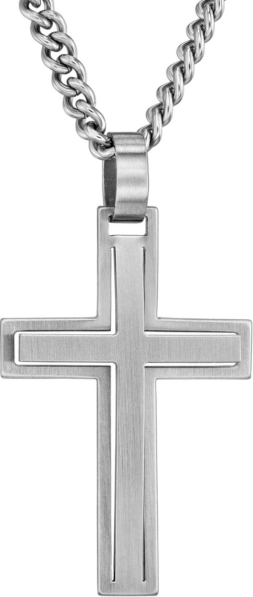 Heren RVS Kruis Hanger met Ketting - Gemaakt in Duitsland