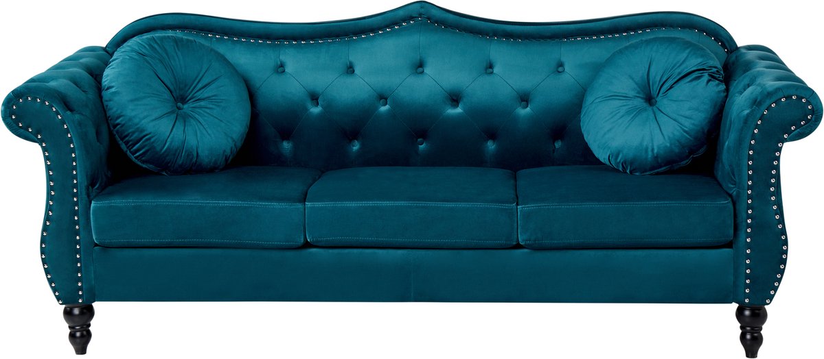 Beliani SKIEN - Driezitsbank - Groenblauw - Fluweel