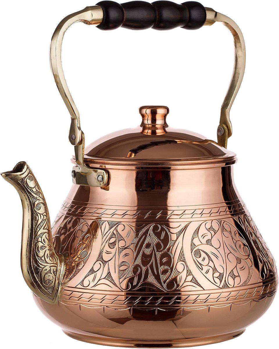 Handgemaakte Turkse Koperen Theepot Ketel - Grote Capaciteit (3.1L) - 1mm Dik Kwaliteitsko