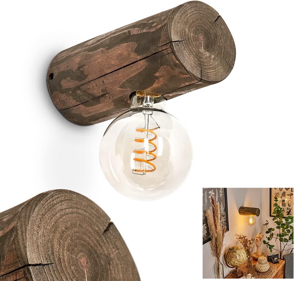 Houten Wandlamp Natuurlijk Donkerbruin Scandinavisch Design Zonder Lamp
