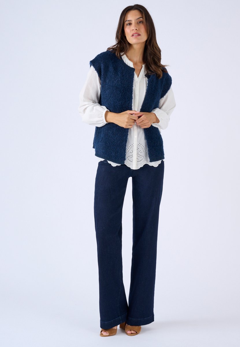 Damart - Mouwloos vest van bouclette-breisel - Dames - Blauw - L