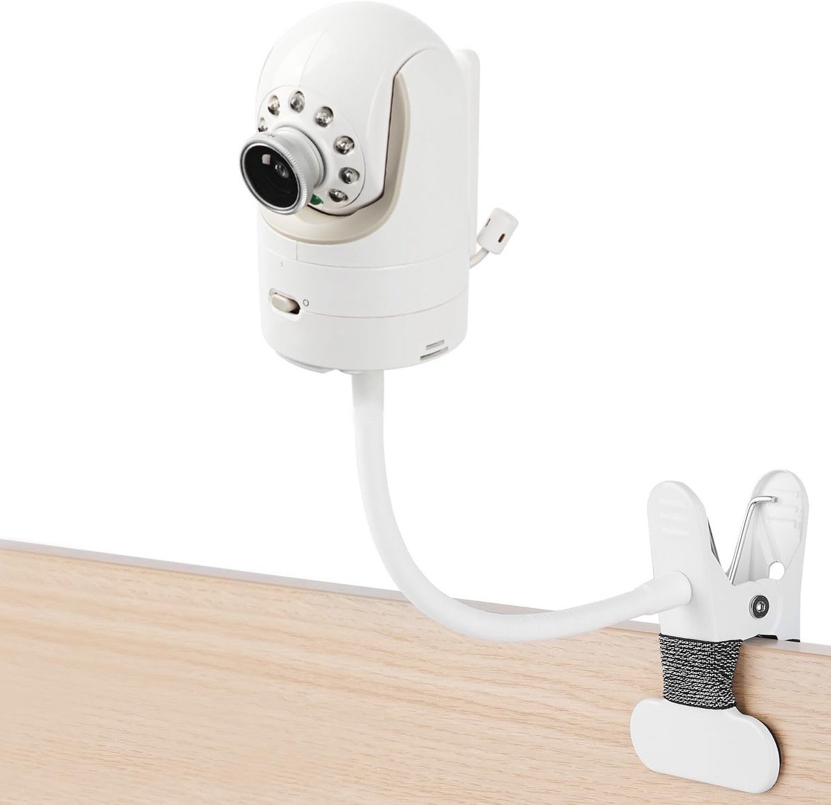 Flexibele clipklembevestiging voor babyfoon met zwanenhalsarm