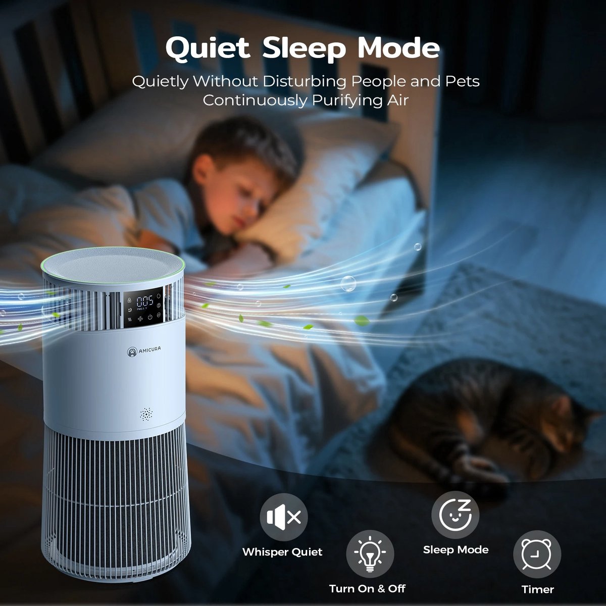 DIMICO - Luchtreinigers tegen huisdierenallergie, haren, allergenen en geuren - Air purifier - HEPA filter - App en slaapmodus — afbeelding 6