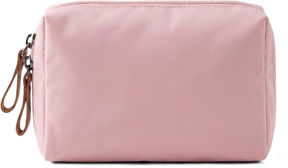 Ainy Make Up Tasje Roze - compacte organizer 15x11x6cm voor cosmetica en skincare - waterbestendig - toilettas dames voor make-up, sieraden en meer. De luxe beautycase voor tafel bureau of onderweg | cadeau voor vrouwen