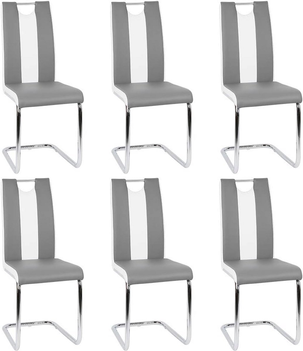 Set van 6 Moderne Eetkamerstoelen met PU-Zitting en Metalen Poten