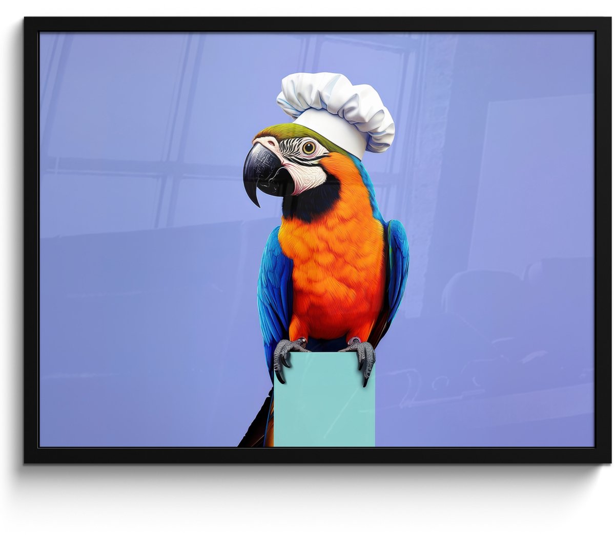 FrameYourWall Fotolijst inclusief poster - Posterlijst 70x50 cm - Posters - Papegaai - Koksmuts - Vogel - Leuk - Foto in lijst - Keuken decoratie muur - Wanddecoratie accessoires - Muurdecoratie - Schilderijen Koksmuts - Papegaai